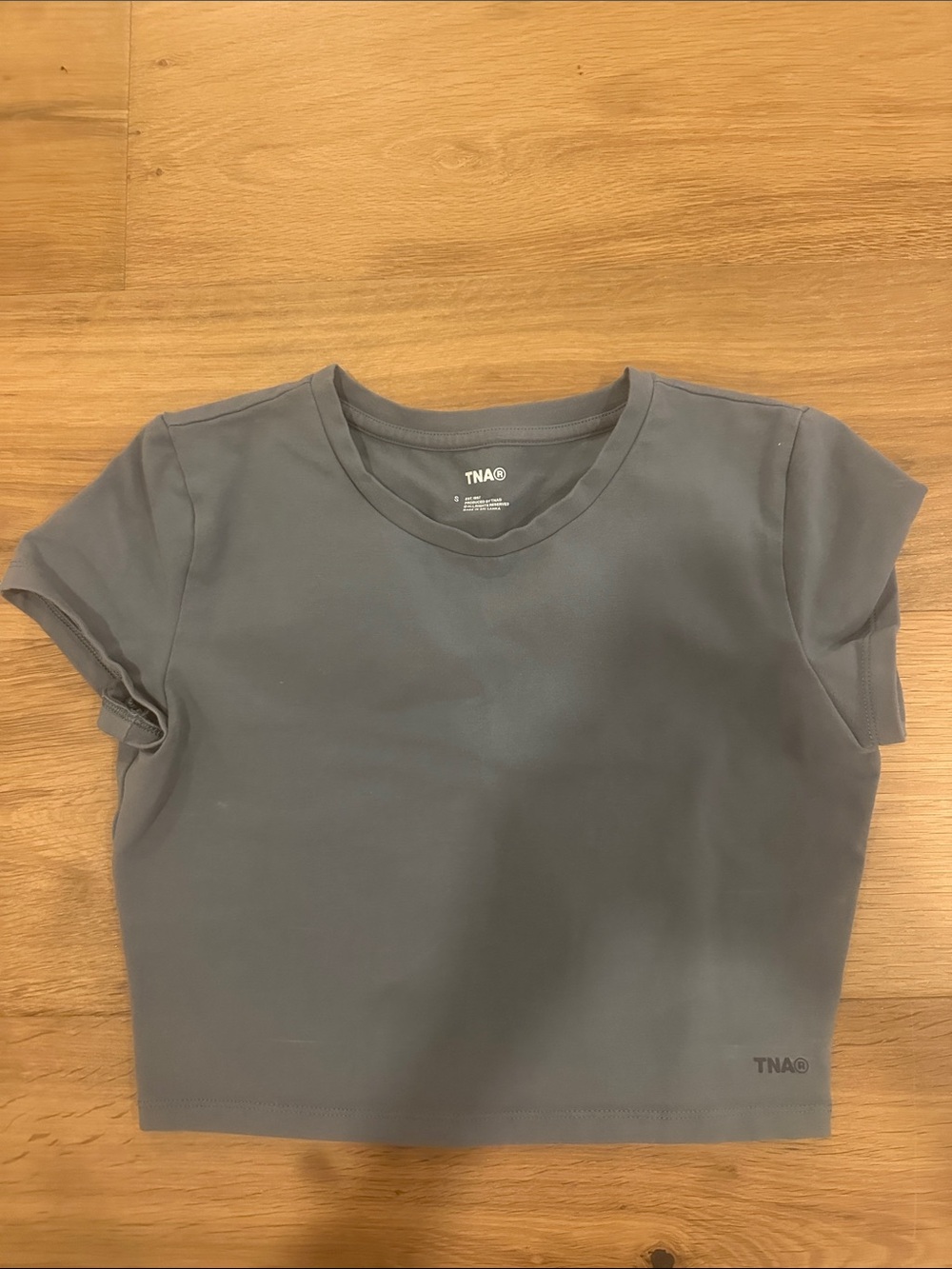TNA Aritzia Gray Short Sleeve Crop Top